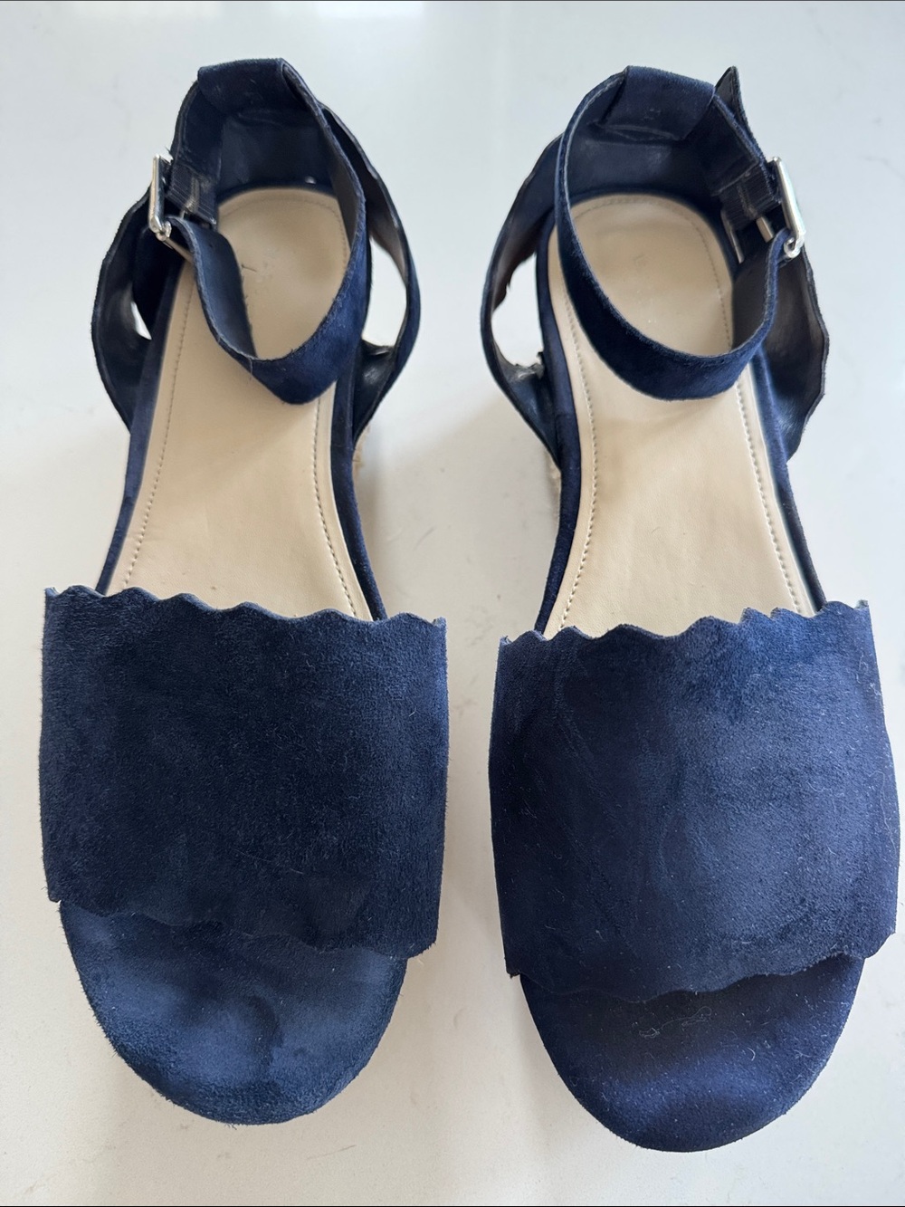 Marc Fisher Women’s Navy Suede Ankle-Strap Sandals Sz: 11